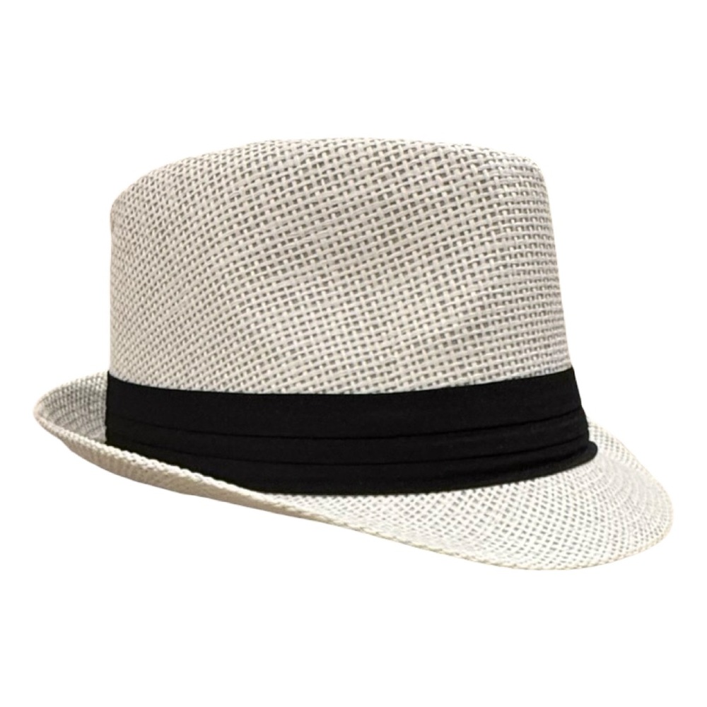 Stylish Cream Fedora with Black Band